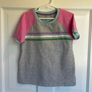 Mini Boden T-shirt. EUC. Size 8-9 y gray and pink with stripes